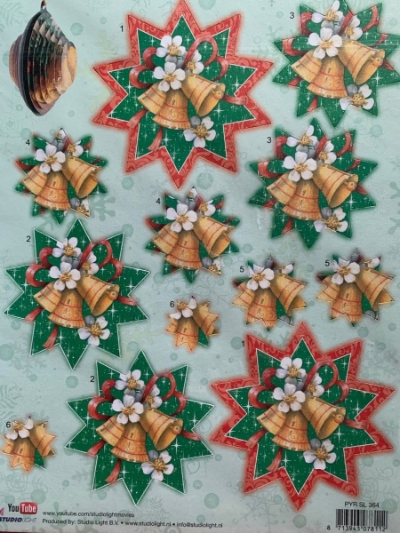 3D Stanzbogen Christmas Balls: Weihnachtskugel Stern, Glockengesteck